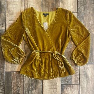 J. Crew Golden Velvet Wrap Blouse